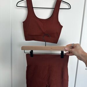 Rust Ribbed Tank and Shorts Set
